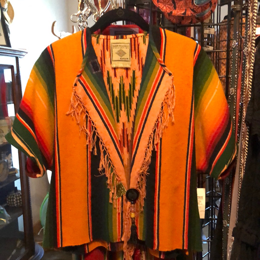 Karen Wilkinson Of Santa Fe One Of A Kind Saltillo Serape Jacket Hip Length.